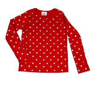 Hanna Handersson Top T-Shirt Red Silver Polka Dots Girls 120 (6/7) Pima Cotton